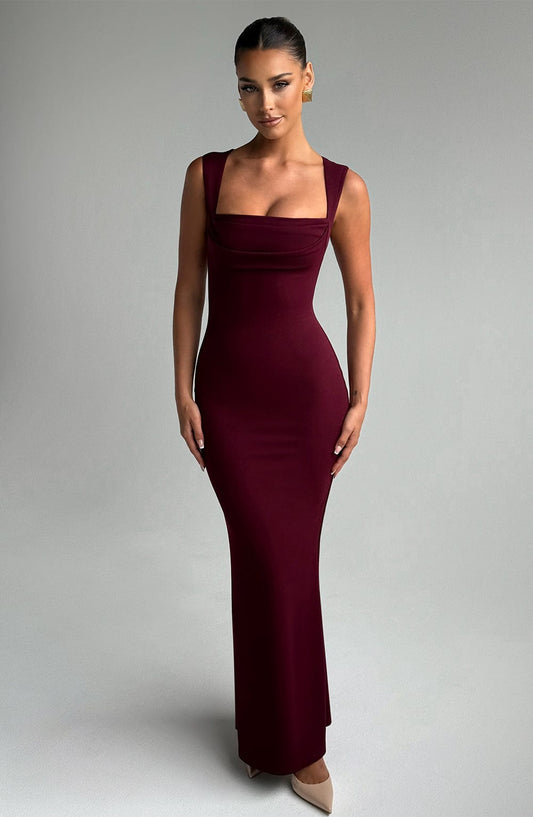 Helenya Maxi Dress in Cherry Lacquer