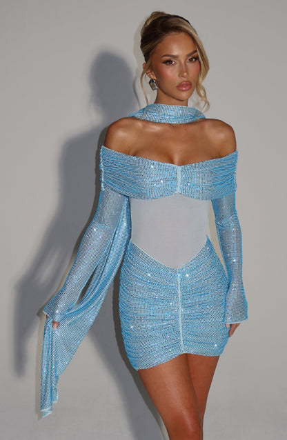 Hydria Mini Dress in Aqua