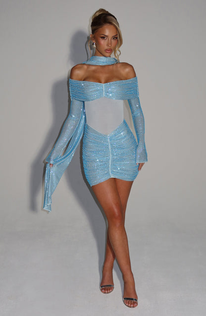 Hydria Mini Dress in Aqua