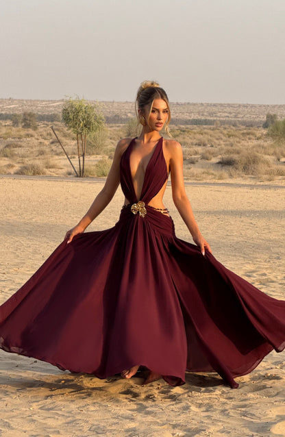 Indianne Maxi Dress in Cherry Lacquer