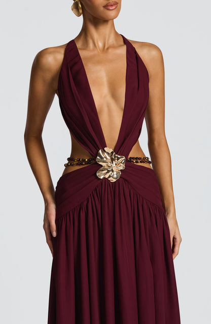 Indianne Maxi Dress in Cherry Lacquer