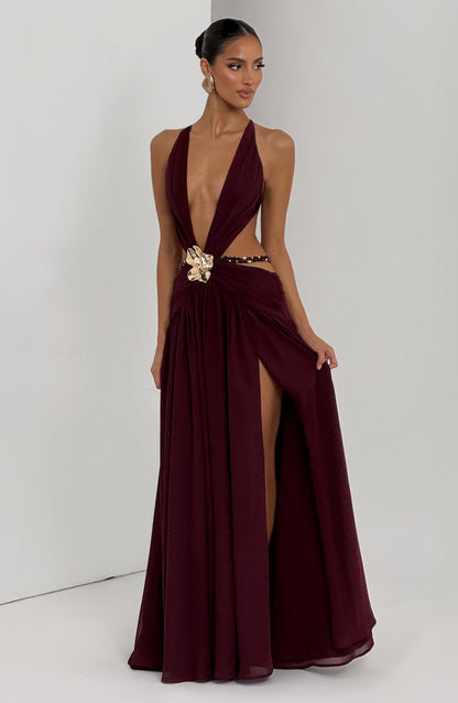 Indianne Maxi Dress in Cherry Lacquer