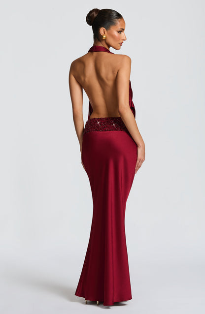 Irina Maxi Skirt in Burgundy