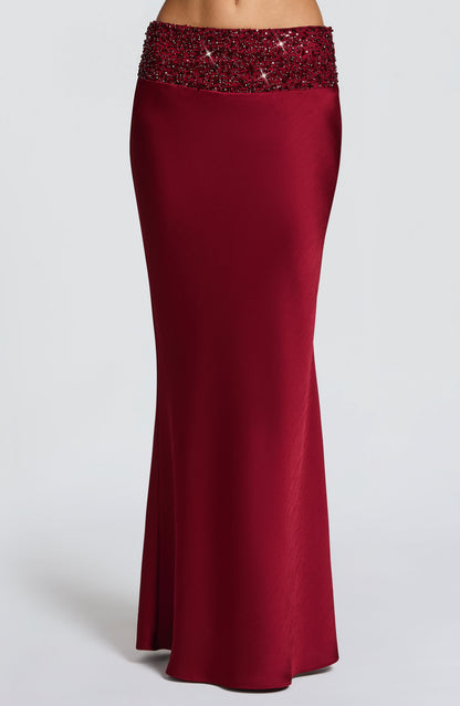 Irina Maxi Skirt in Burgundy