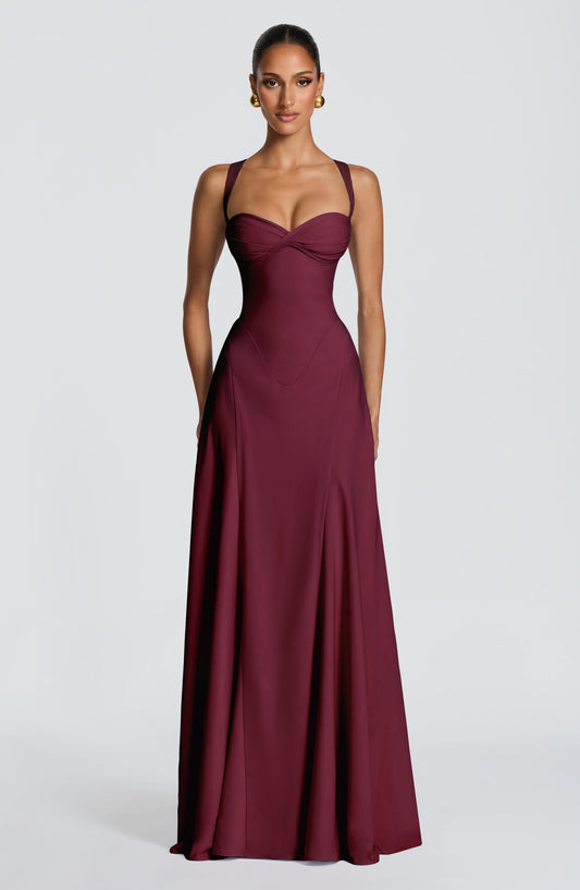 Iriya Maxi Dress in Cherry Lacquer