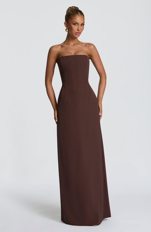 Irmena Maxi Dress in Plum Brown