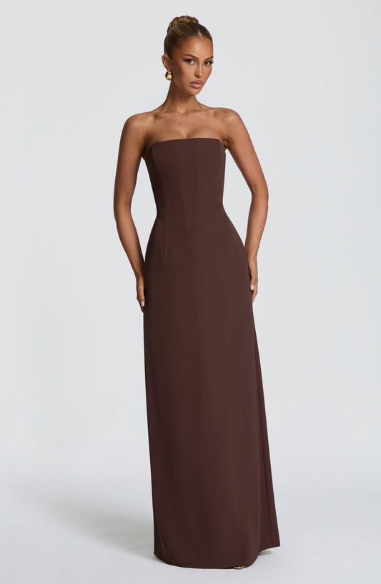 Irmena Maxi Dress in Plum Brown