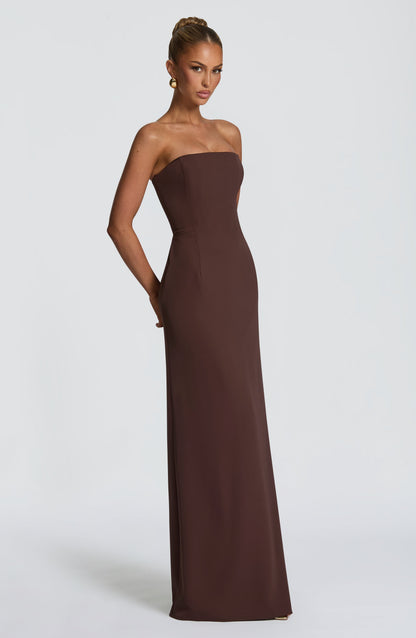 Irmena Maxi Dress in Plum Brown