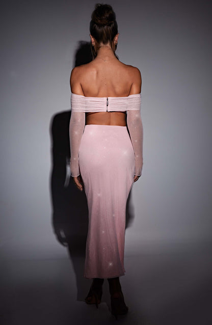 Janae Maxi Skirt in Pink Sparkle