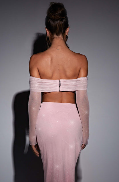 Janae Maxi Skirt in Pink Sparkle