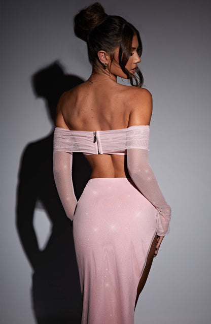 Janae Maxi Skirt in Pink Sparkle