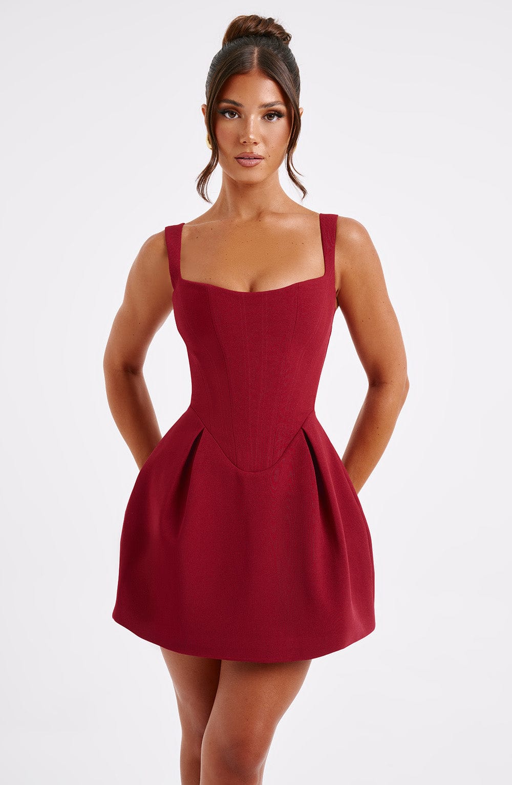 Janelia Mini Dress in Wine