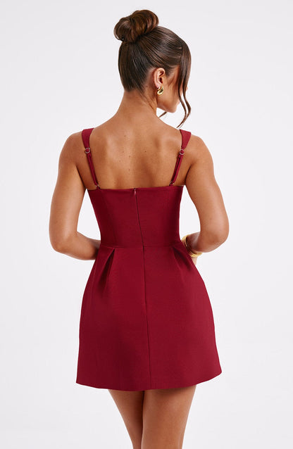 Janelia Mini Dress in Wine