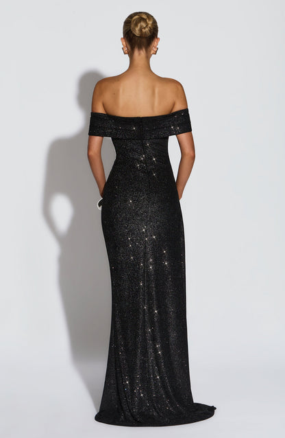 Jocelyn Maxi Dress in Black Sparkle