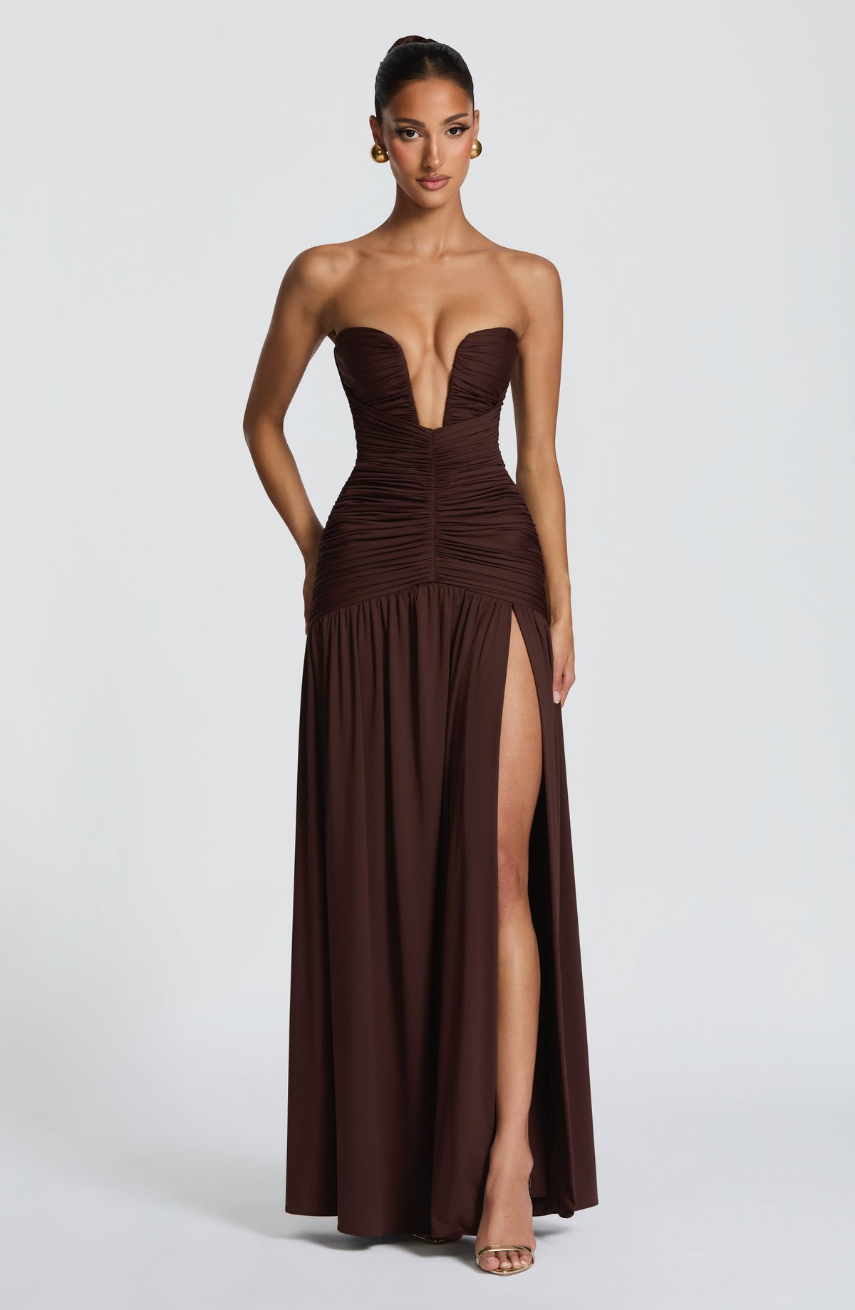 Junelle Maxi Dress in Plum Brown
