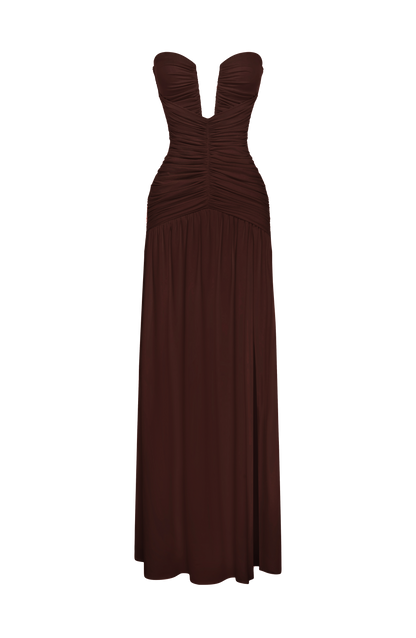 Junelle Maxi Dress in Plum Brown