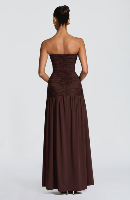 Junelle Maxi Dress in Plum Brown