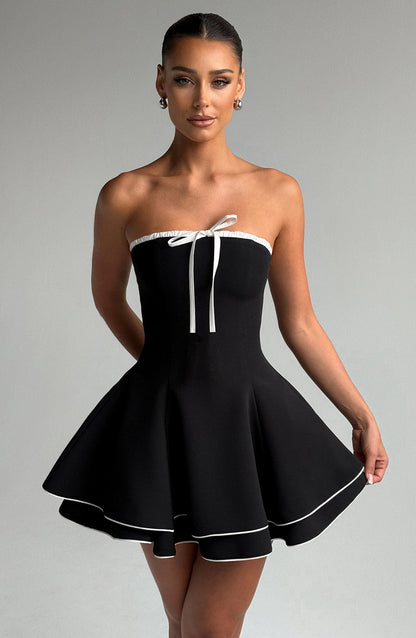 Junora Mini Dress in Black/White