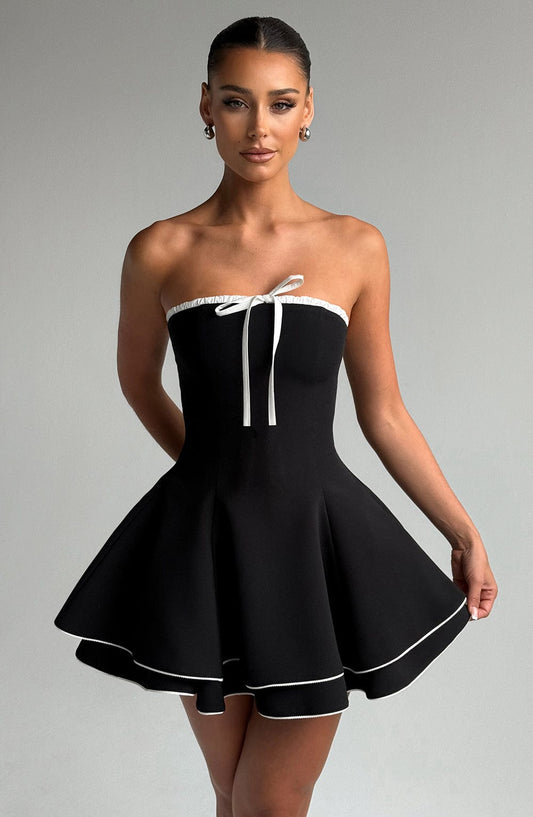 Junora Mini Dress in Black/White