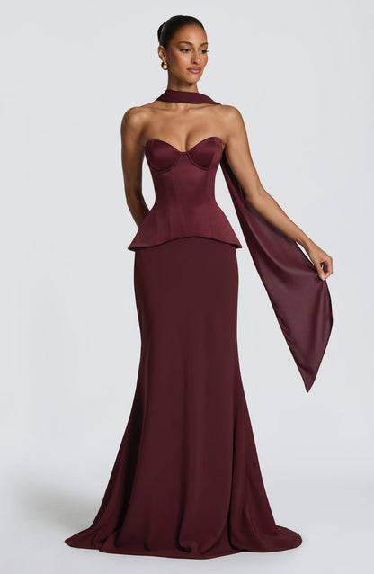 Kaiana Maxi Skirt in Cherry Lacquer