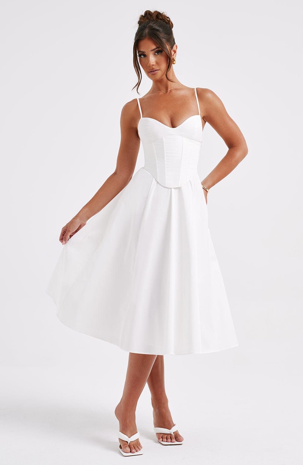 Mariella Midi Dress in Ivory