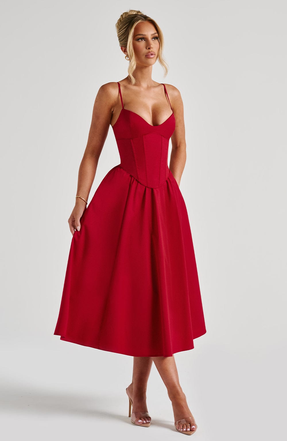 Mariella Midi Dress in Red