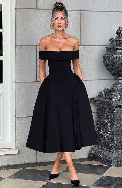 Marinda Midi Dress in Black