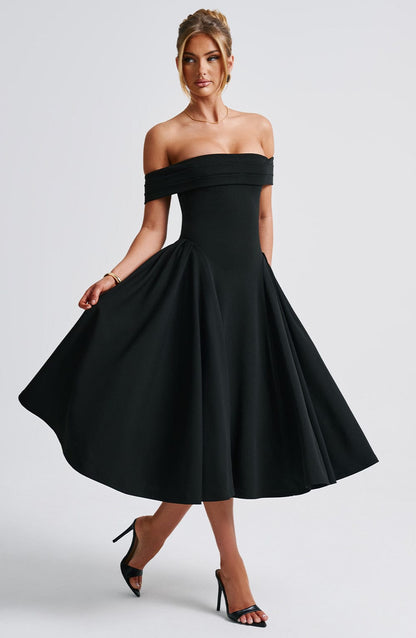 Marinda Midi Dress in Black
