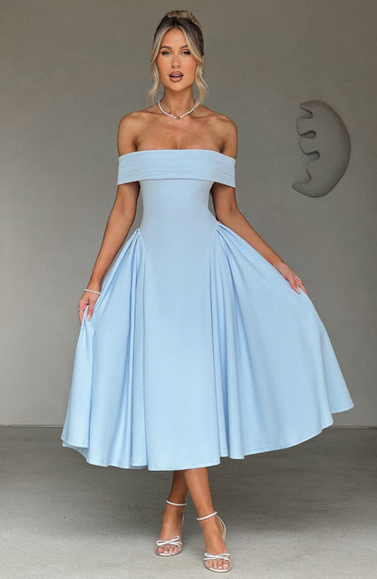 Marinda Midi Dress in Blue