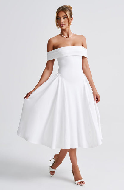 Marinda Midi Dress in Ivory