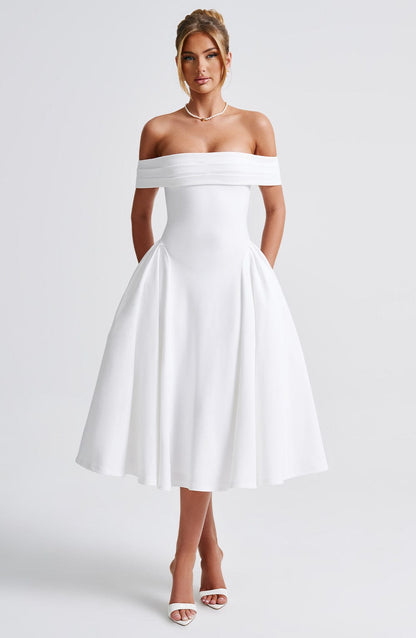 Marinda Midi Dress in Ivory