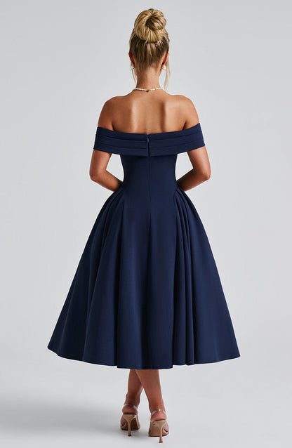 Marinda Midi Dress in Navy