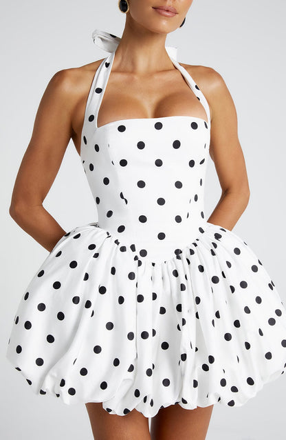 Marisia Mini Dress in Black Polka Dot