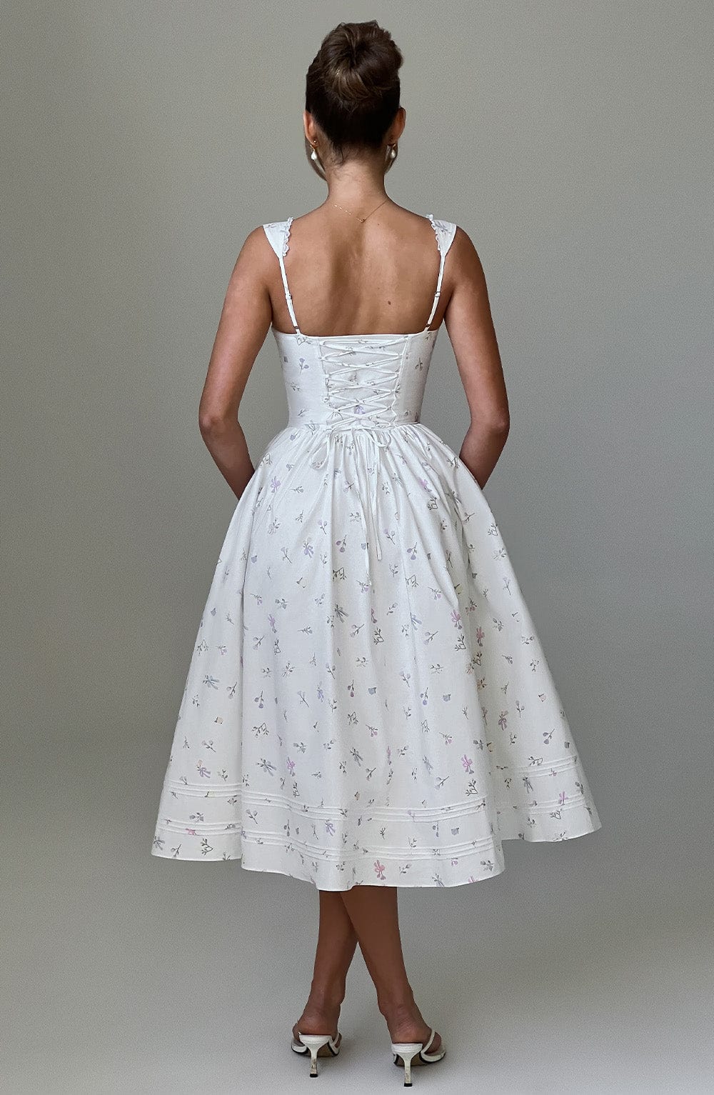 Marlene Midi Dress in White Multi Floral