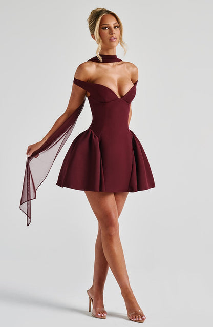 Marlie Mini Dress in Cherry Lacquer