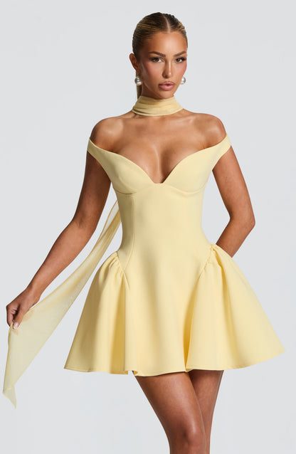 Marlie Mini Dress in Lemon