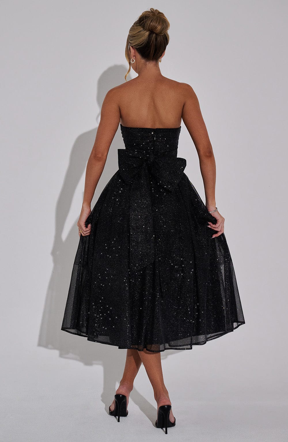 Marysa Midi Dress in Black Sparkle