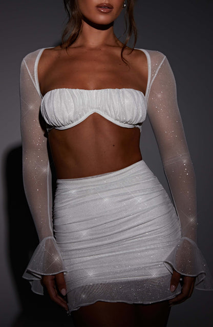 Maysie Mini Skirt in Ivory Sparkle