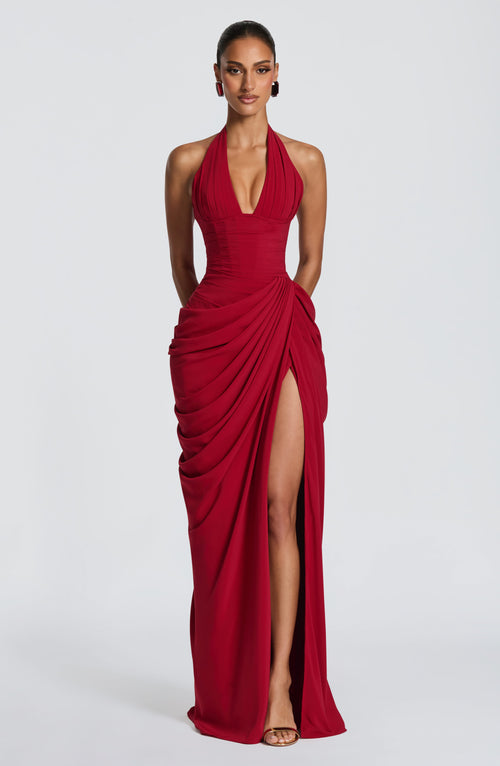 Minetta Maxi Dress in Deep Red