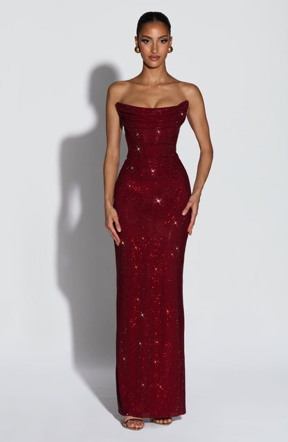 Mirabelle Maxi Dress in Burgundy