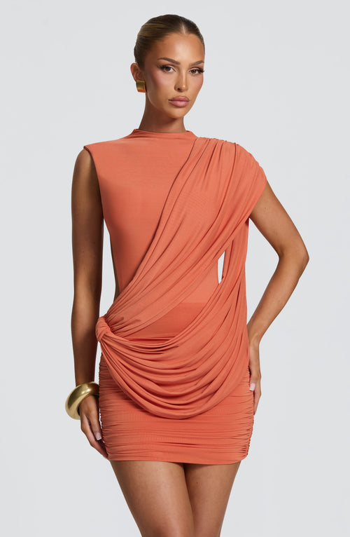 Mireia Mini Dress in Burnt Orange