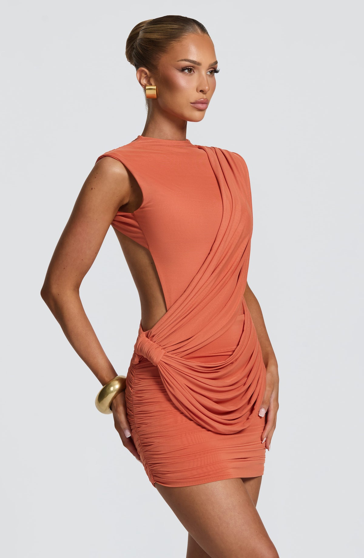 Mireia Mini Dress in Burnt Orange