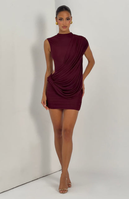 Mireia Mini Dress in Cherry Lacquer