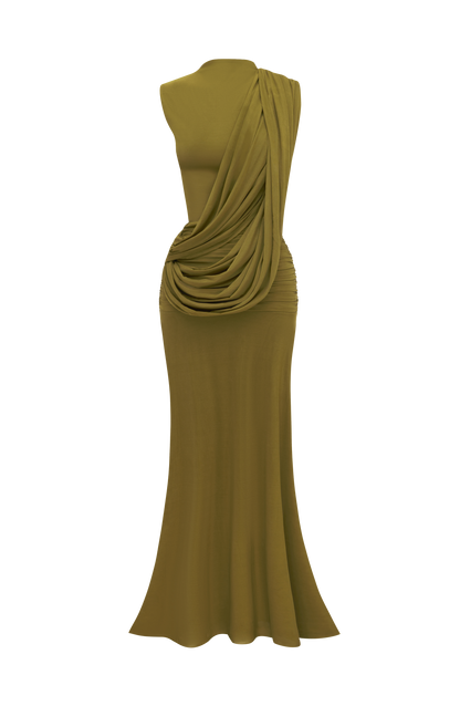 Mireille Maxi Dress in Deep Olive