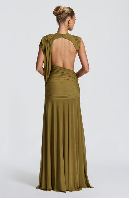 Mireille Maxi Dress in Deep Olive