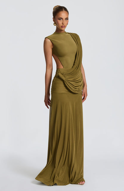 Mireille Maxi Dress in Deep Olive
