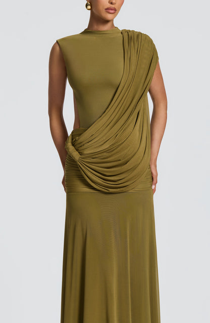 Mireille Maxi Dress in Deep Olive