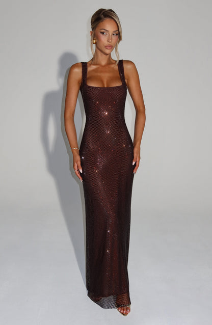 Petrine Maxi Dress in Plum Brown