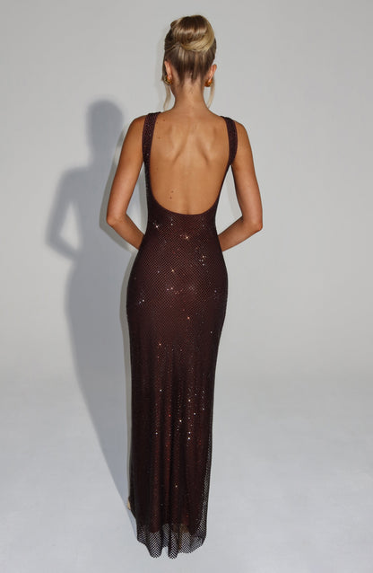 Petrine Maxi Dress in Plum Brown