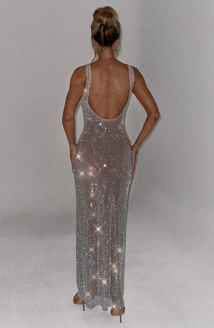 Petrine Maxi Dress in Silver